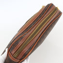 CELINE Macadam Canvas Clutch Bag PVC Leather Brown Gold Auth 162398-5