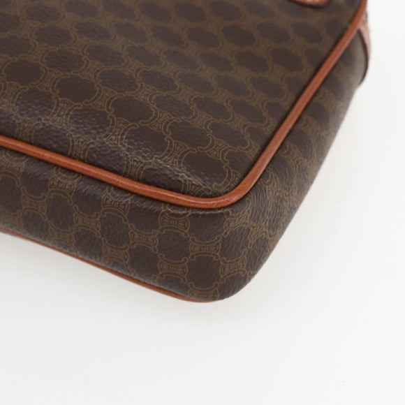 CELINE Macadam Canvas Clutch Bag PVC Leather Brown Gold Auth 162398