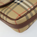 Burberry Nova Check Umhängetasche PVC Beige Gold Auth 162400-14