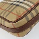 Burberry Nova Check Umhängetasche PVC Beige Gold Auth 162400-16