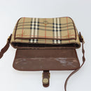 Burberry Nova Check Umhängetasche PVC Beige Gold Auth 162400-10
