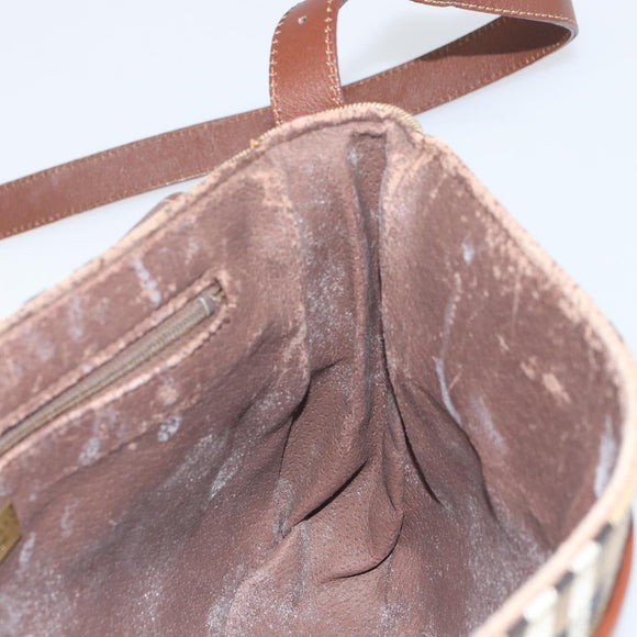 Burberry Nova Check Umhängetasche PVC Beige Gold Auth 162400