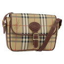 Burberry Nova Check Umhängetasche PVC Beige Gold Auth 162400-1