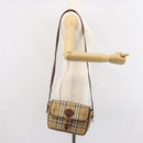 Burberry Nova Check Umhängetasche PVC Beige Gold Auth 162400-24