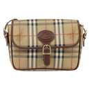 Burberry Nova Check Umhängetasche PVC Beige Gold Auth 162400-13