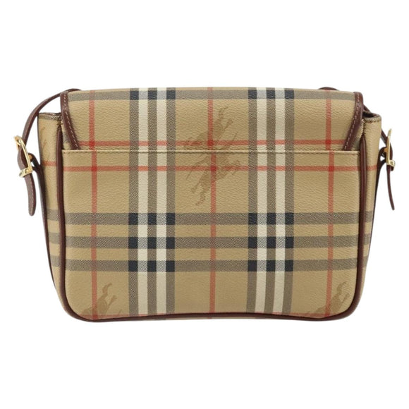 Burberrys Nova Check Shoulder Bag PVC Beige Gold Auth 162400