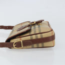 Burberry Nova Check Umhängetasche PVC Beige Gold Auth 162400-4