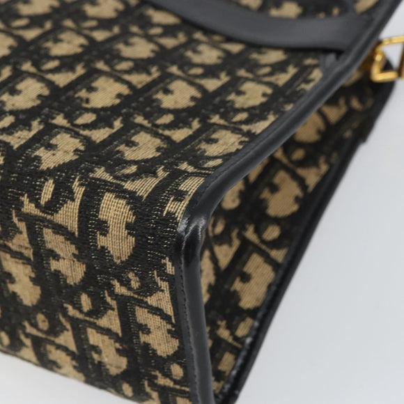 Christian Dior Trotter Canvas Shoulder Bag Navy Gold Auth 162402