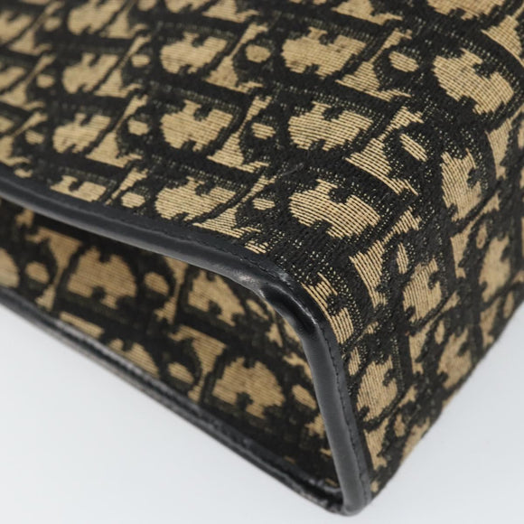 Christian Dior Trotter Canvas Shoulder Bag Navy Gold Auth 162402