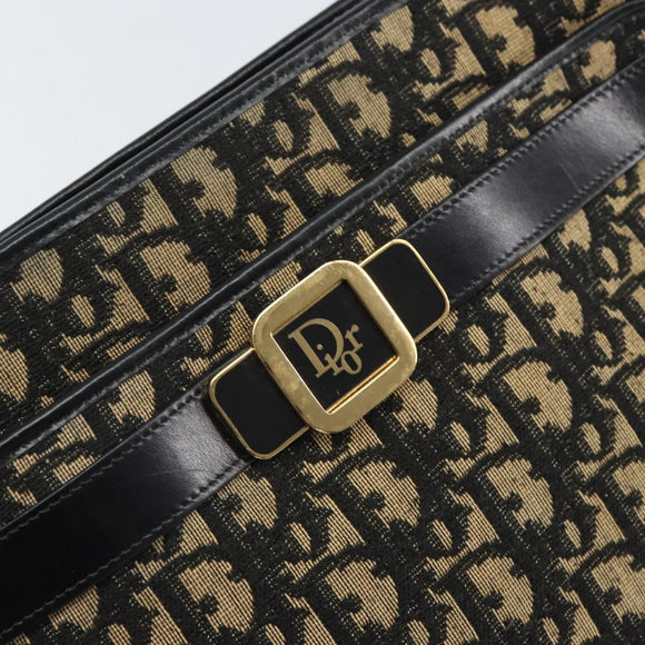 Christian Dior Trotter Canvas Shoulder Bag Navy Gold Auth 162402