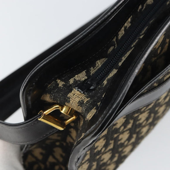 Christian Dior Trotter Canvas Shoulder Bag Navy Gold Auth 162402