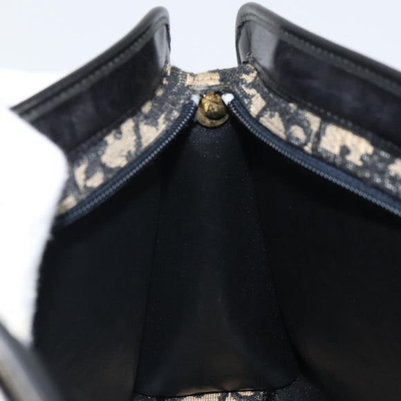 Christian Dior Trotter Canvas Shoulder Bag Navy Gold Auth 162402