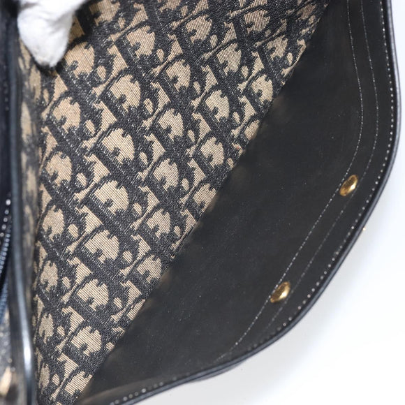 Christian Dior Trotter Canvas Shoulder Bag Navy Gold Auth 162402