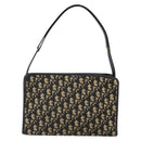 Christian Dior Trotter Canvas Shoulder Bag Navy Gold Auth 162402-3