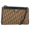 Christian Dior Trotter Canvas Shoulder Bag Brown Gold Auth 162403-1