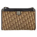 Christian Dior Trotter Canvas Shoulder Bag Brown Gold Auth 162403-2