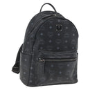 MCM Vicetos Logogram Backpack PVC Black Silver Auth 162406-1