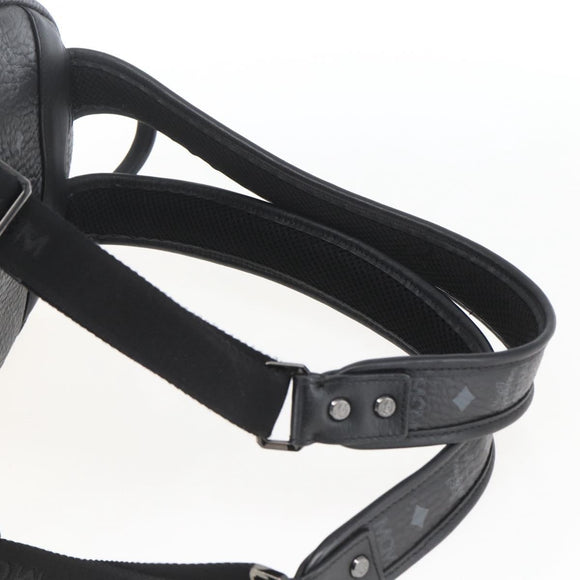 MCM Vicetos Logogram Backpack PVC Black Silver Auth 162406