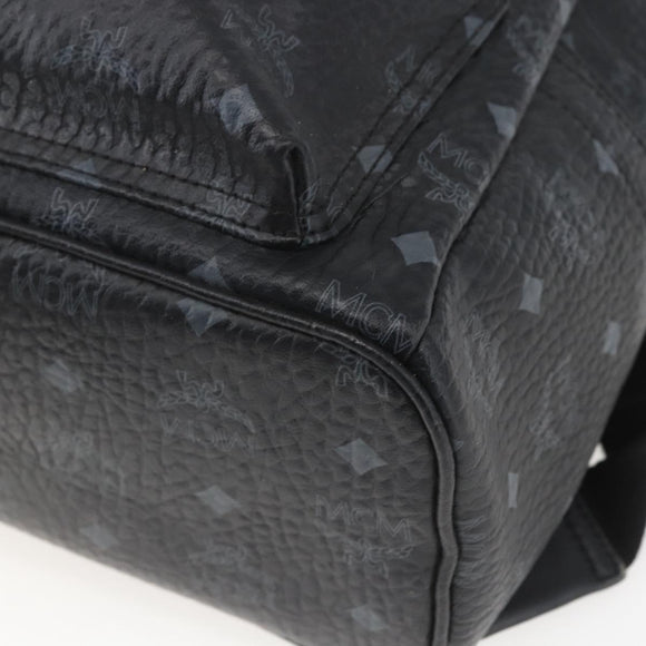 MCM Vicetos Logogram Backpack PVC Black Silver Auth 162406