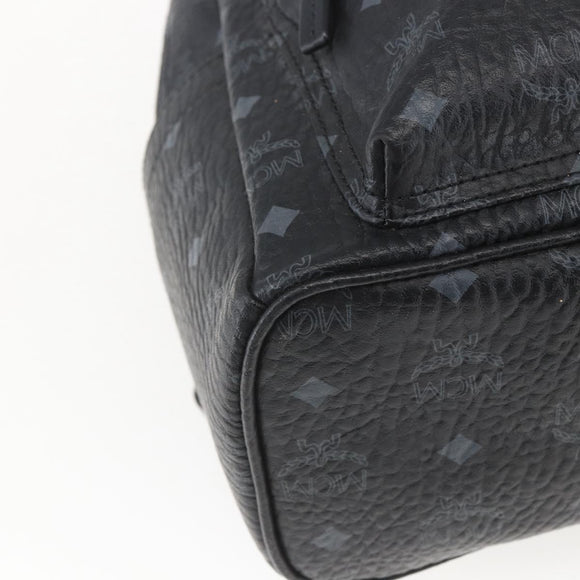 MCM Vicetos Logogram Backpack PVC Black Silver Auth 162406
