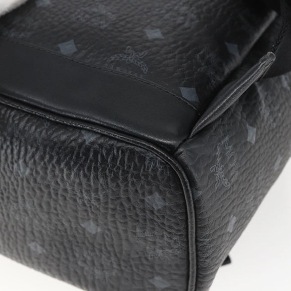 MCM Vicetos Logogram Backpack PVC Black Silver Auth 162406