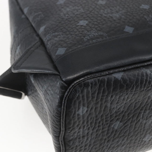 MCM Vicetos Logogram Backpack PVC Black Silver Auth 162406