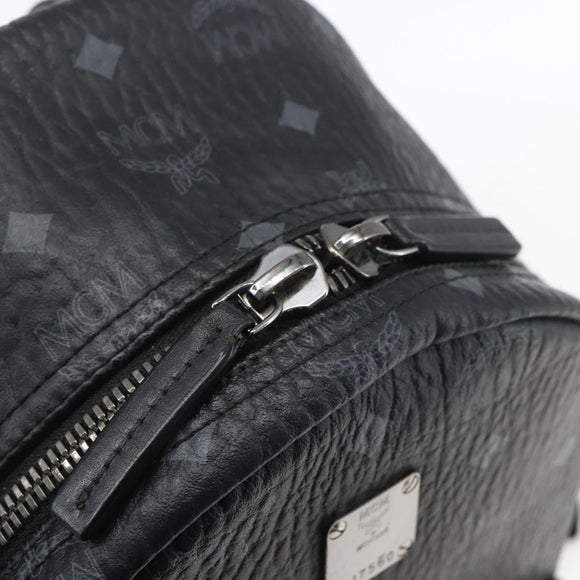 MCM Vicetos Logogram Backpack PVC Black Silver Auth 162406