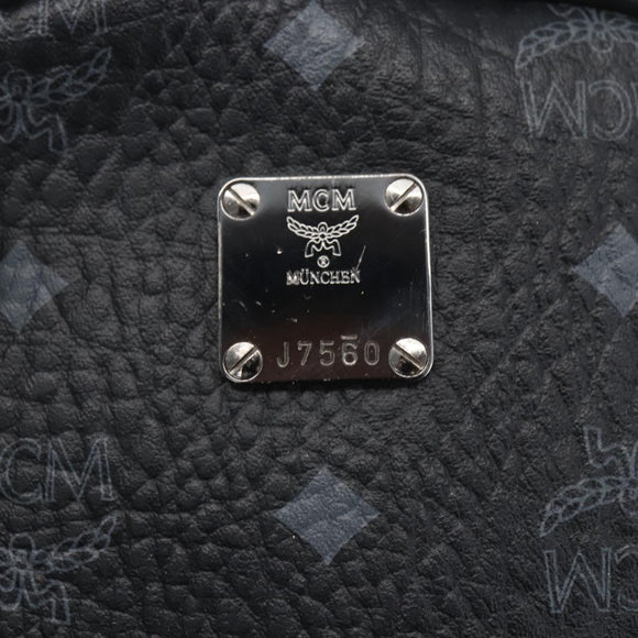 MCM Vicetos Logogram Backpack PVC Black Silver Auth 162406