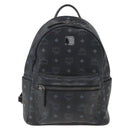 MCM Vicetos Logogram Backpack PVC Black Silver Auth 162406-2