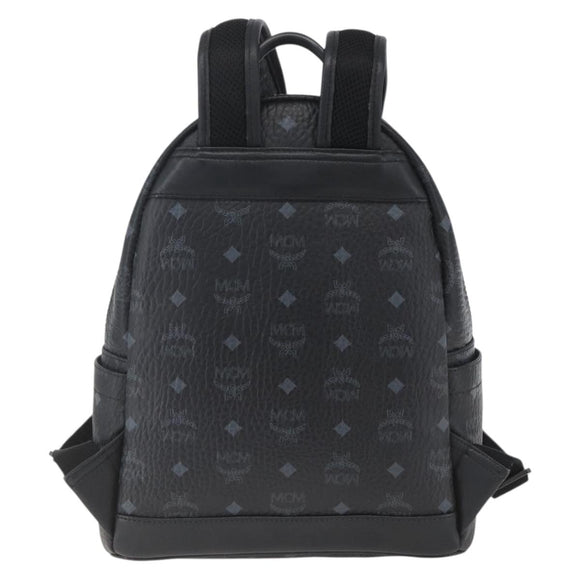 MCM Vicetos Logogram Backpack PVC Black Silver Auth 162406