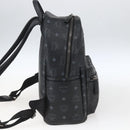 MCM Vicetos Logogram Backpack PVC Black Silver Auth 162406-4