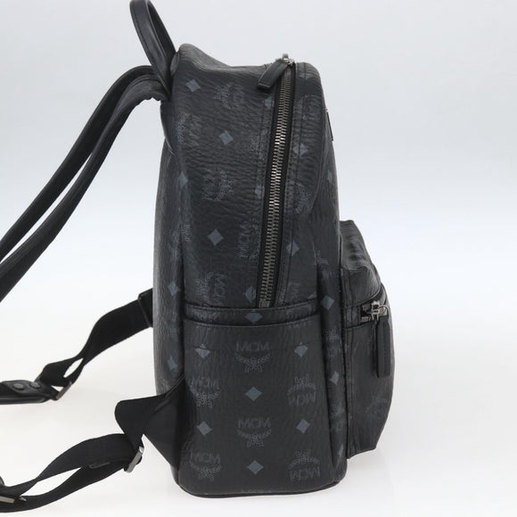 MCM Vicetos Logogram Backpack PVC Black Silver Auth 162406