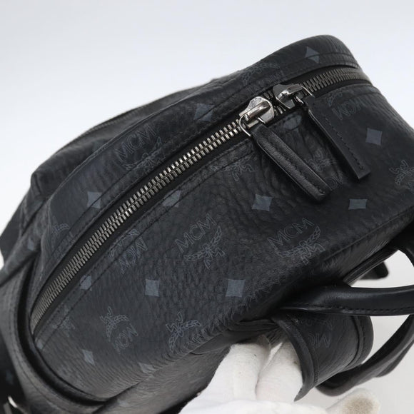 MCM Vicetos Logogram Backpack PVC Black Silver Auth 162406