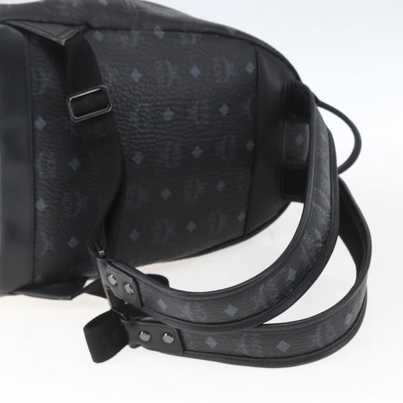 MCM Vicetos Logogram Backpack PVC Black Silver Auth 162406