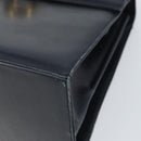 Salvatore Ferragamo Gancini Hand Bag Leather Navy Gold Auth 162408-8