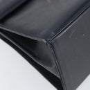 Salvatore Ferragamo Gancini Hand Bag Leather Navy Gold Auth 162408-15