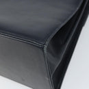 Salvatore Ferragamo Gancini Hand Bag Leather Navy Gold Auth 162408-16