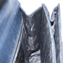 Salvatore Ferragamo Gancini Hand Bag Leather Navy Gold Auth 162408-19