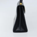 Salvatore Ferragamo Gancini Hand Bag Leather Navy Gold Auth 162408-3