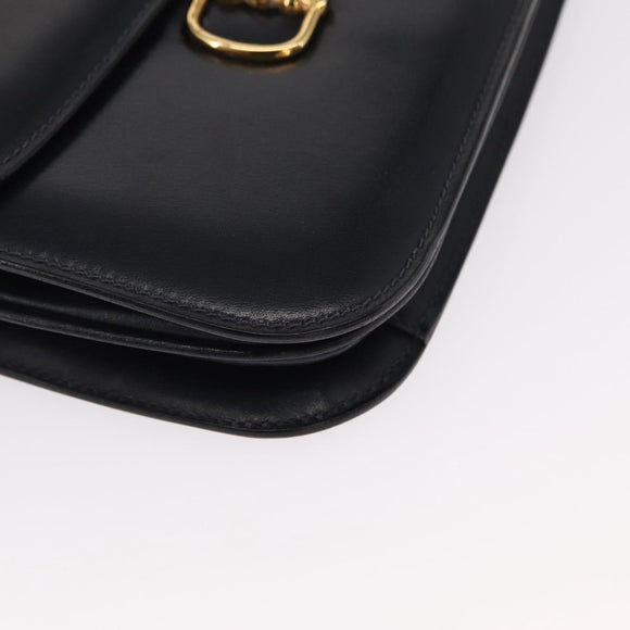 CELINE Horse Carriage Schultertasche Leder Marinegold Auth 162409
