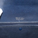 CELINE Horse Carriage Shoulder Bag Leather Navy Gold Auth 162409-18