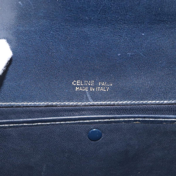 CELINE Horse Carriage Schultertasche Leder Marinegold Auth 162409