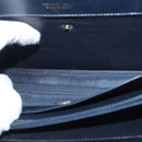 CELINE Horse Carriage Shoulder Bag Leather Navy Gold Auth 162409-12