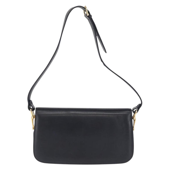CELINE Horse Carriage Schultertasche Leder Marinegold Auth 162409