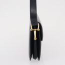 CELINE Horse Carriage Shoulder Bag Leather Navy Gold Auth 162409-4