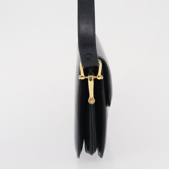 CELINE Horse Carriage Schultertasche Leder Marinegold Auth 162409