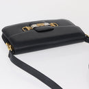 CELINE Horse Carriage Schultertasche Leder Marinegold Auth 162409-6