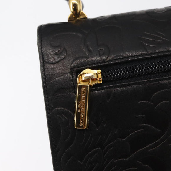 BALENCIAGA Hand Bag Leather Black Gold Auth 162410