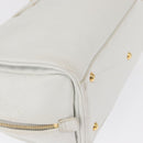LOEWE Hand Bag Leather White Gold Auth 162412-16