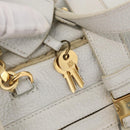 LOEWE Hand Bag Leather White Gold Auth 162412-9